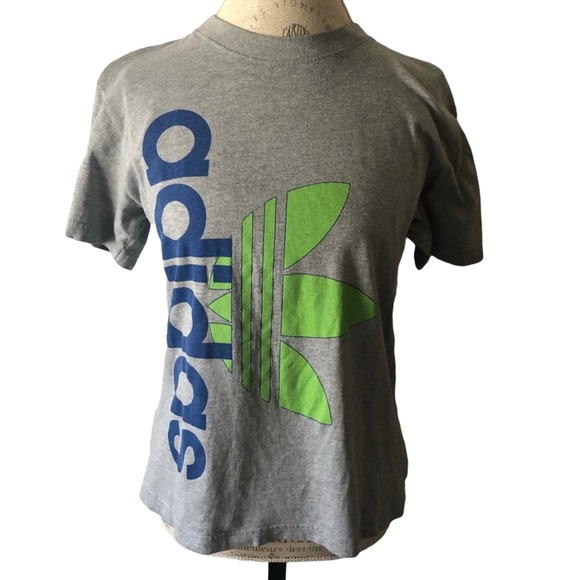 adidas Tops - 💜4/20 Adidas Gray Logo Tee T-Shirt - Size Small